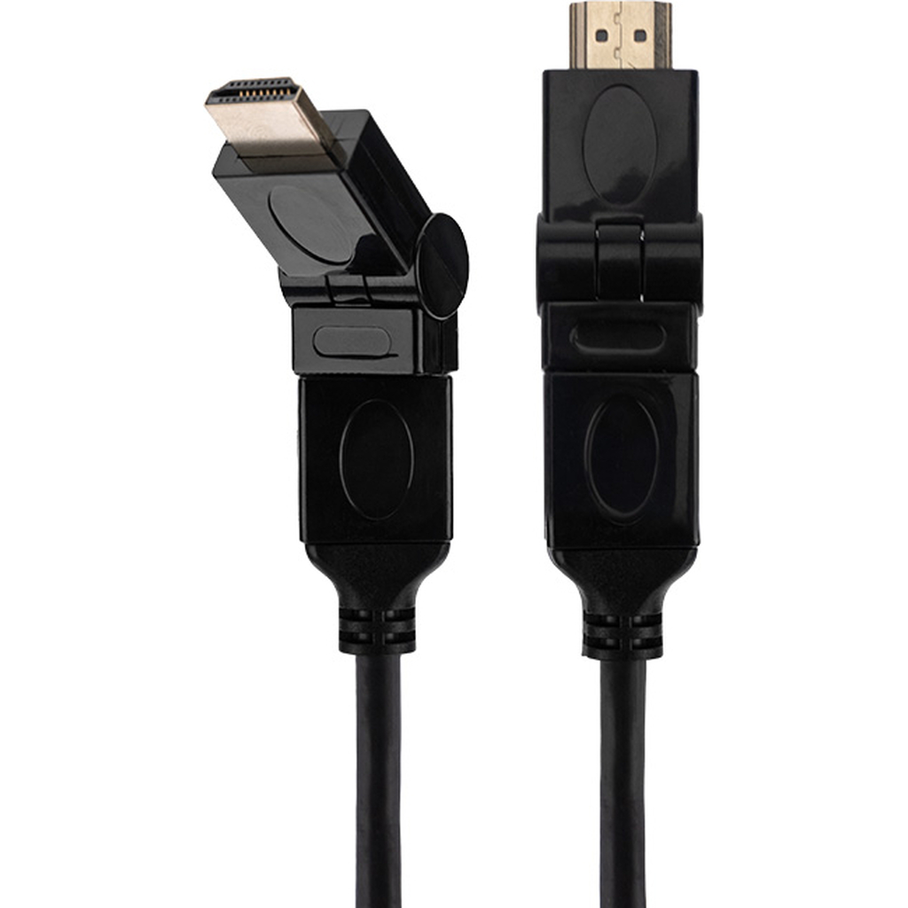 Кабель HDMI 1.4 REXANT Gold, 4К с фильтрами, штекер поворотный 360, 2 метра 17-6204-3