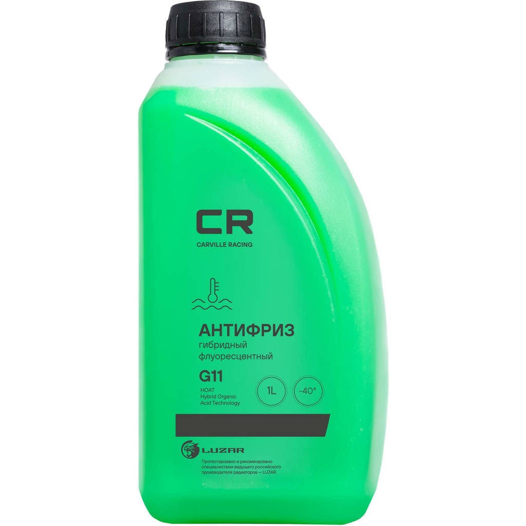 Антифриз CARVILLE RACING CR зеленый, гибридный флуор, до -40С, G11, готовый, 1 л/1.07 кг L2018104