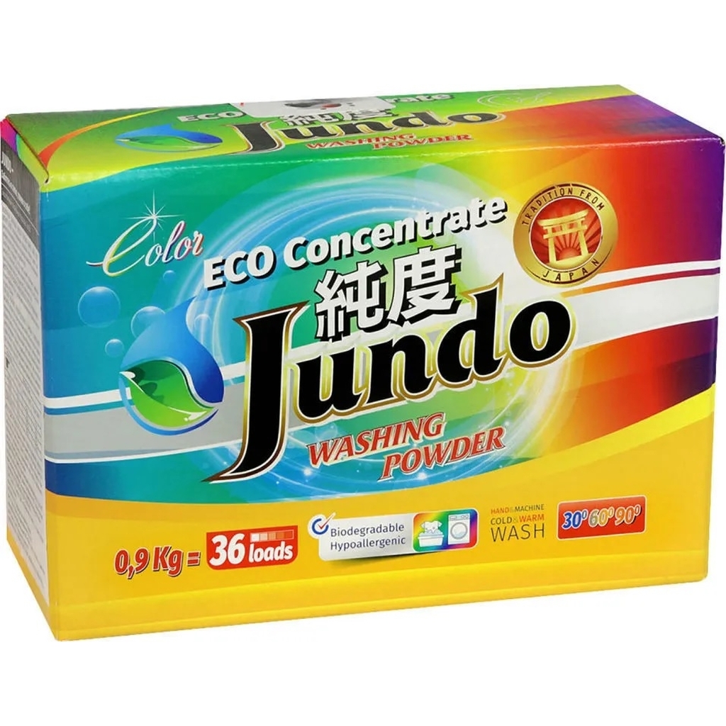 Экологичный концентрированный порошок для стирки цветного белья Jundo Color 900 гр 4903720020104