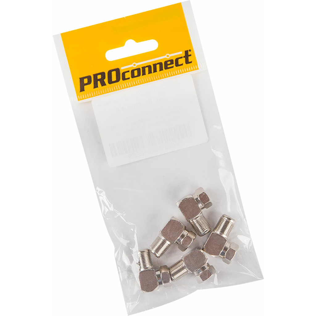 Антенный угловой переходник PROCONNECT RG-6, SAT, штекер F - гнездо F, 5шт 05-4203-4-9