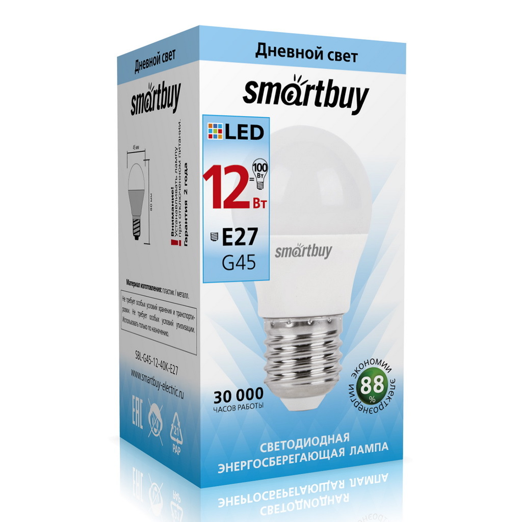 Лампа Smartbuy LED SBL-G45-12-40K-E27