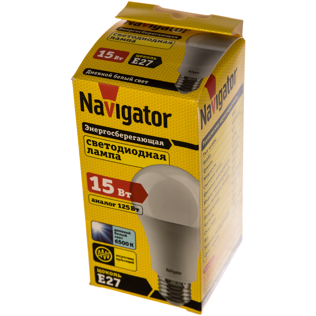 Светодиодная лампа Navigator 61 239 NLL-A70/A60-15-230-6.5K-E27 20193 459607