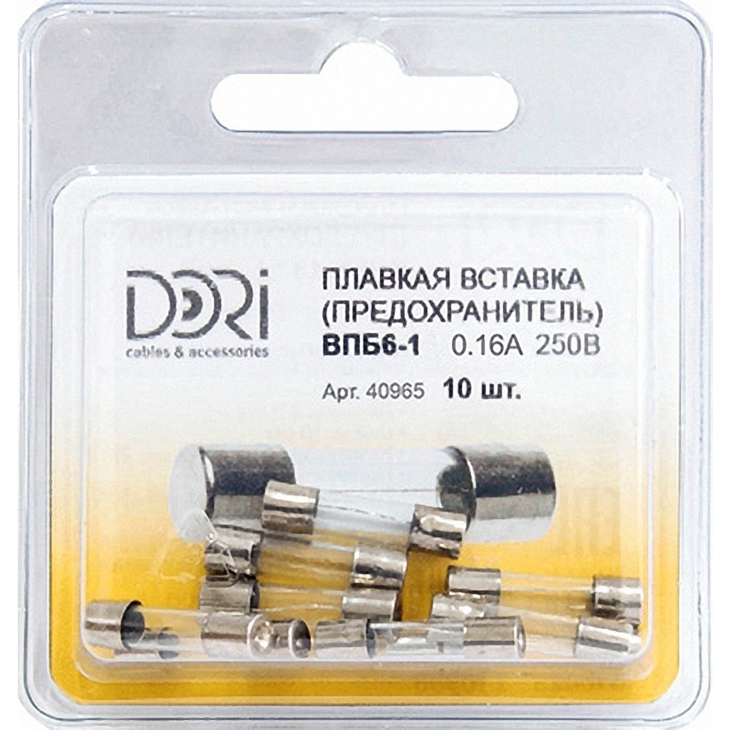 Плавкая вставка DORI ВПБ6-1 0,16А 250В 10 шт 40965