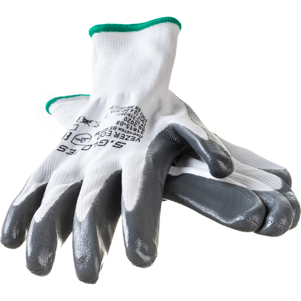 Нейлоновые перчатки с нитриловым покрытием S. GLOVES VEZER ECO размер 08 31615-08 S.Gloves