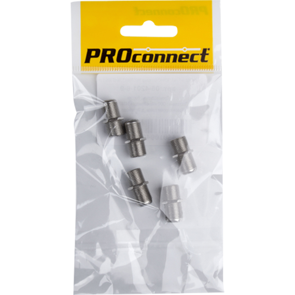 Антенный переходник PROCONNECT RG-6, SAT, гнездо F - гнездо F, бочка, 5шт 05-4201-6-9