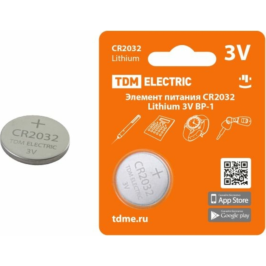 Элемент питания TDM CR2032 Lithium 3V BP-1 SQ1702-0099