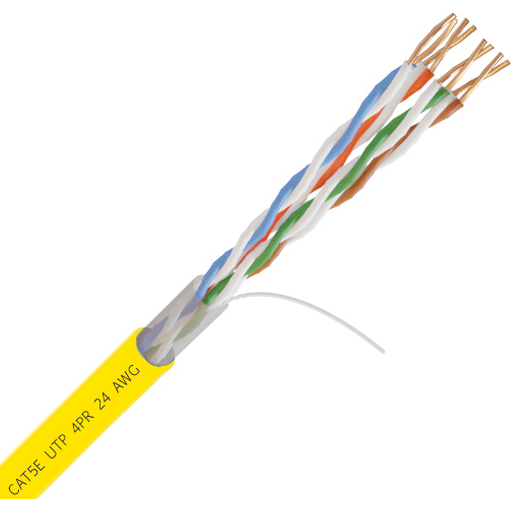 Омедненный кабель Netlink NL-CCA UTP 4PR 24 AWG CAT5е 305м внутренний, желтый УТ-00000568