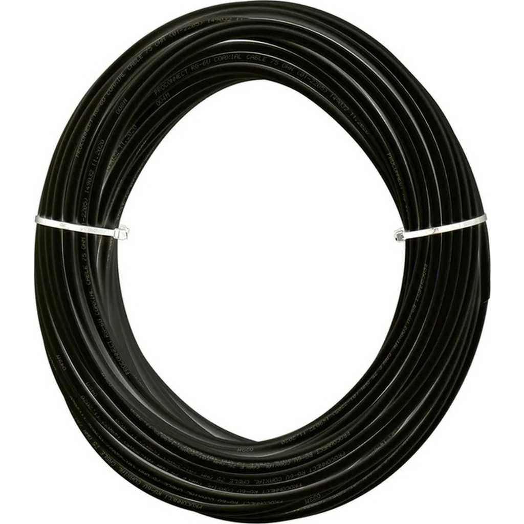 Коаксиальный кабель TWIST RG-6U, 75 Ом CCA, оплетка AL, черный, 50м TWCS-COAX-RG6-CСS-48-OUT-50