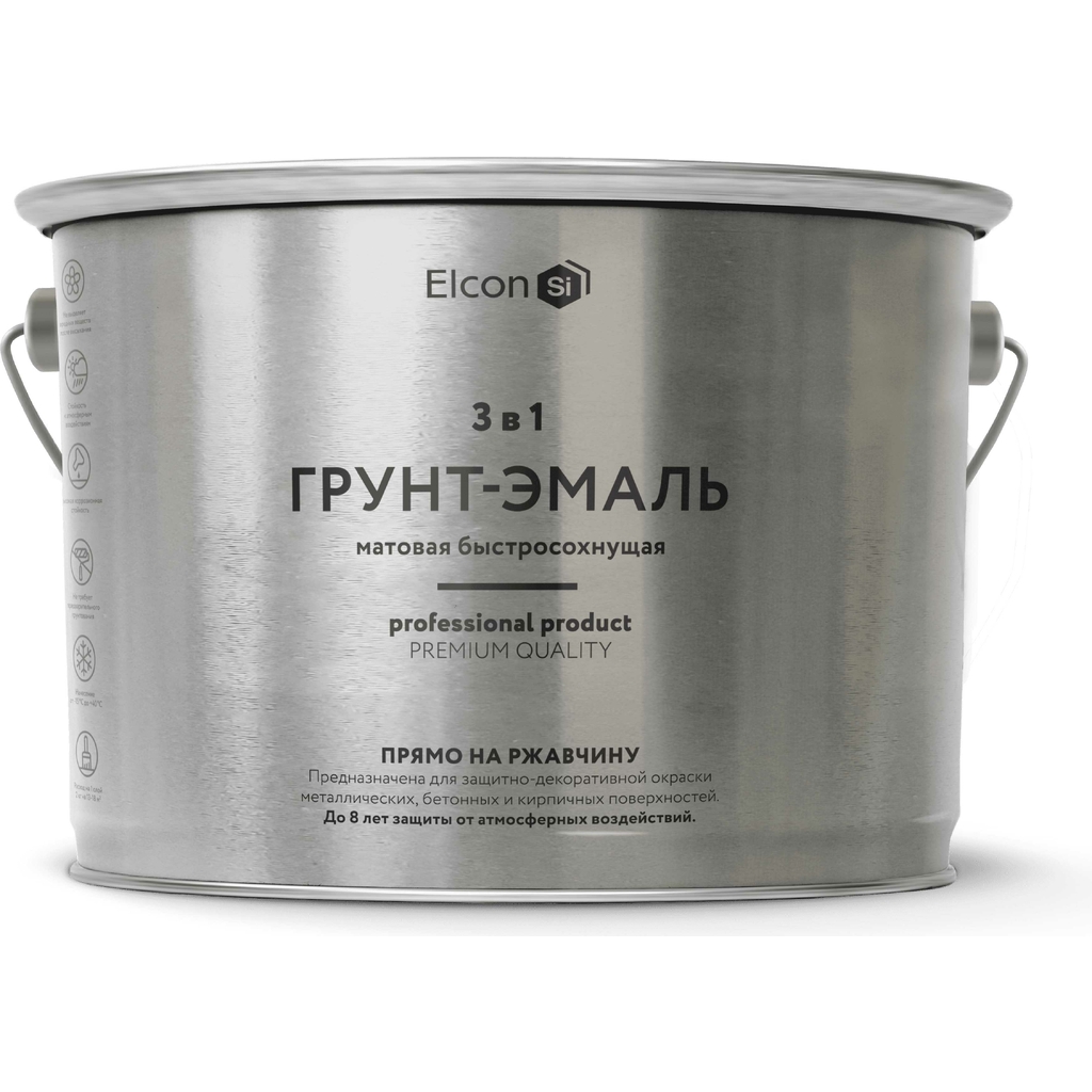 Грунт-эмаль по ржавчине 3в1 Elcon (матовая; черная; 2 кг) 00-00462668