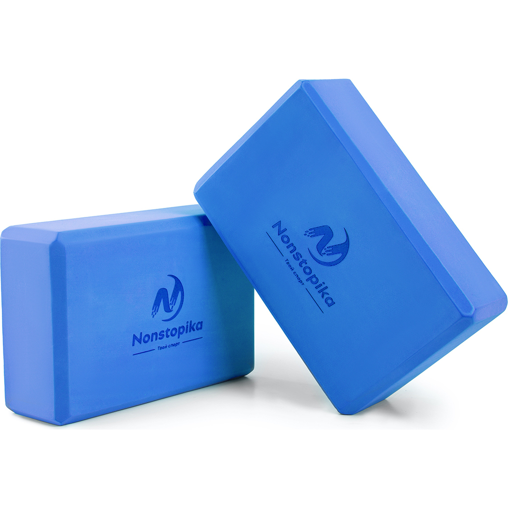 Блок для йоги ZDK голубой, 2шт, 23x15x8см, 180г ZDKblock7.5/blue