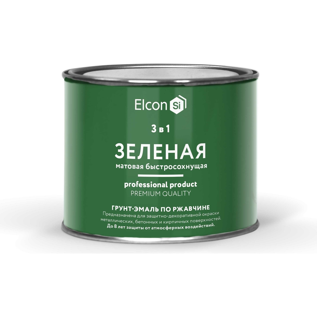 Грунт-эмаль по ржавчине 3в1 Elcon (матовая; зеленая; 0,4 кг) 00-00462642