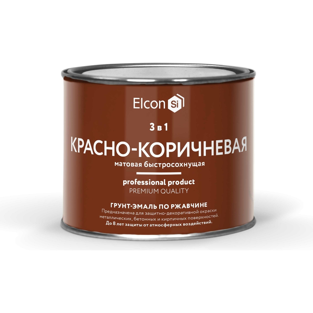 Грунт-эмаль по ржавчине 3в1 Elcon (матовая; красно-коричневая; 0,4 кг) 00-00462645