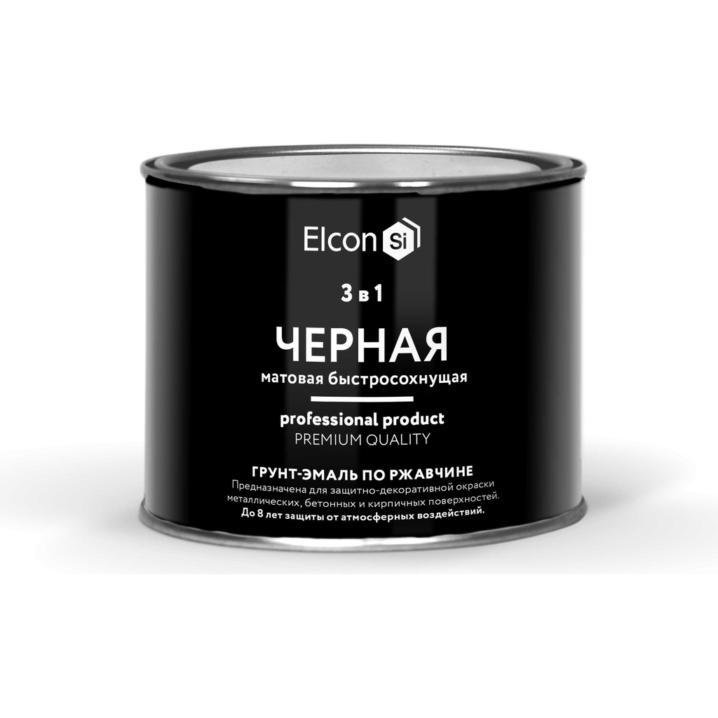 Грунт-эмаль по ржавчине 3в1 Elcon (матовая; черная; 0,4 кг) 00-00462648