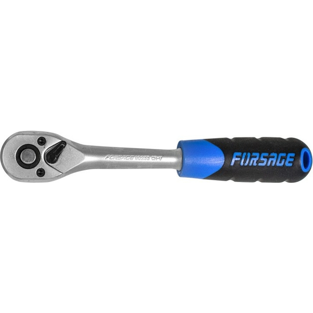 Реверсивная трещотка Forsage с резиновой ручкой, 3/8'', L-200мм, 72зуб F-80233 F80233