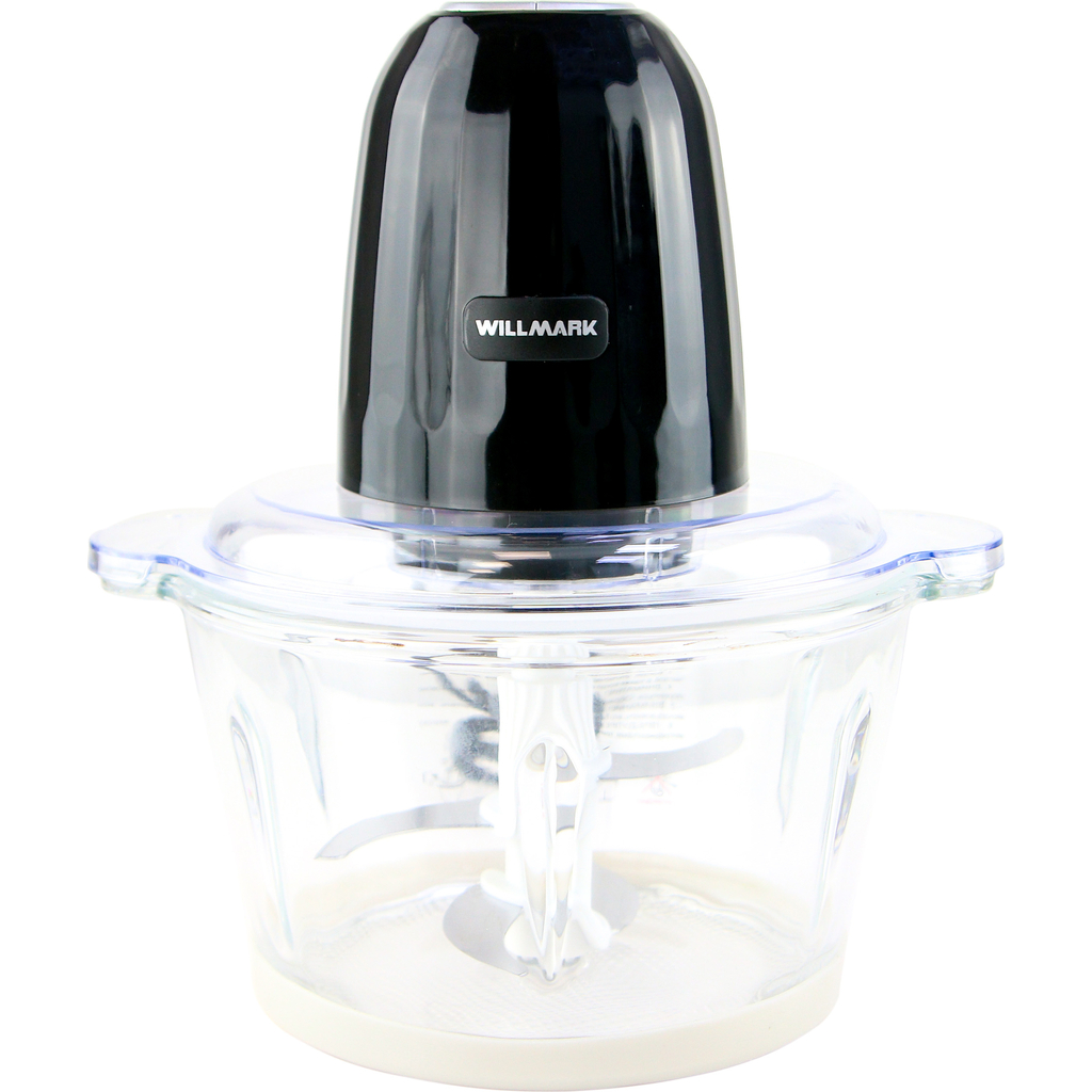 Измельчитель 500 Вт стеклянная чаша, 1.2 л, двойные лезвия, резиновое основание Willmark WMC-7088 черный 2001447