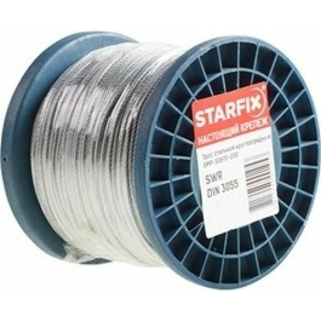 Круглопрядный стальной трос STARFIX SWR М1.5, DIN 3055, бухта 200 м SMP-53685-200