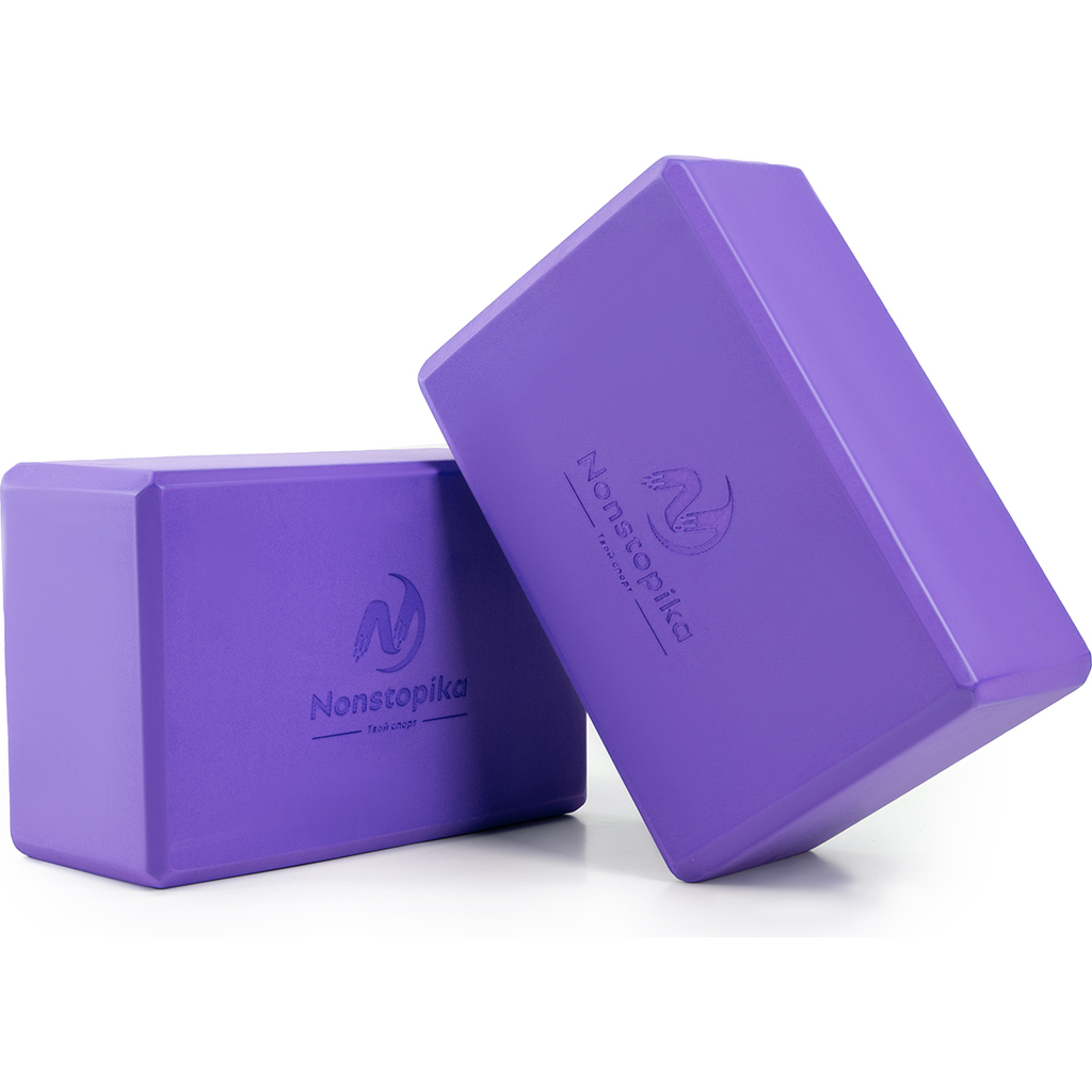 Блок для йоги ZDK фиолетовый, 2шт, 23x15x8см, 180г ZDKblock7.5/violet