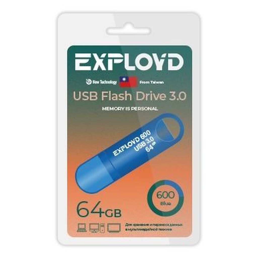 USB флэш-накопитель EXPLOYD EX-64GB-600-Blue USB 3.0