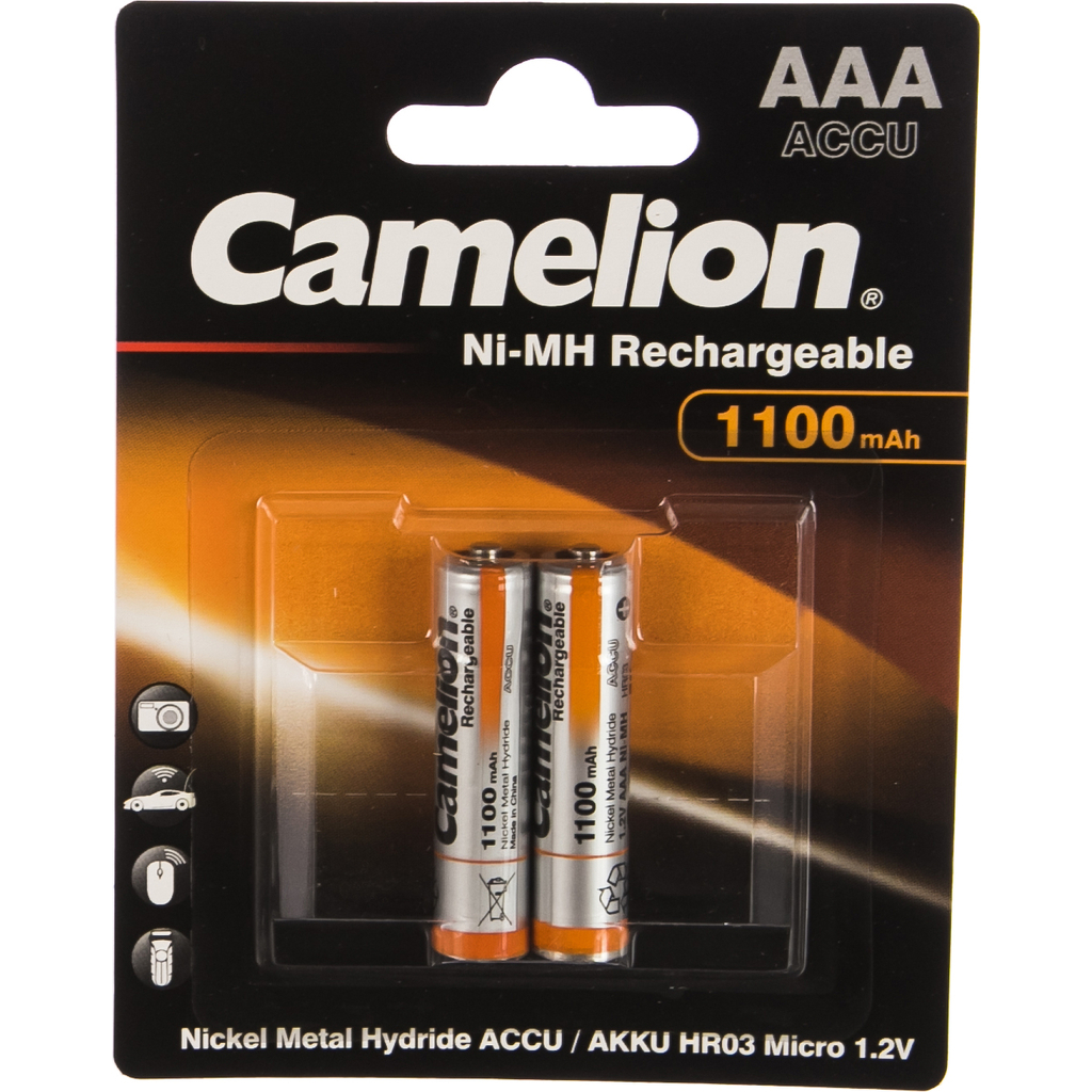 Аккумулятор Camelion 1.2В AAA-1100mAh Ni-Mh BL-2, 7372 NHAAA1100BP2