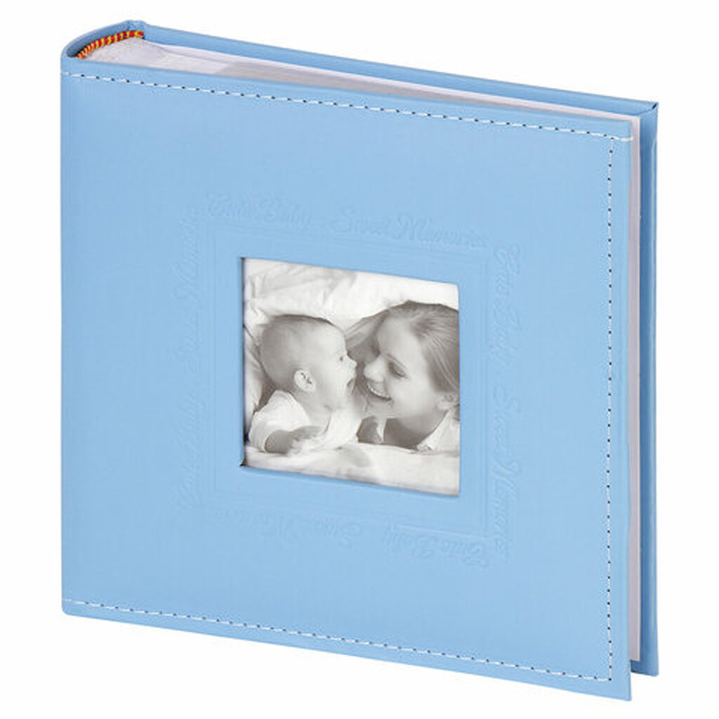 Фотоальбом BRAUBERG Cute Baby, на 200 фото 10х15 см, под кожу, бумажные страницы, синий, 391142