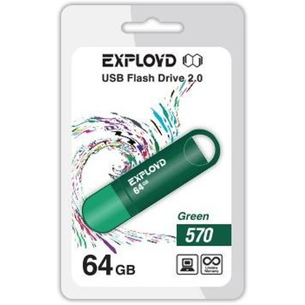 USB флэш-накопитель EXPLOYD 64GB-570-зеленый