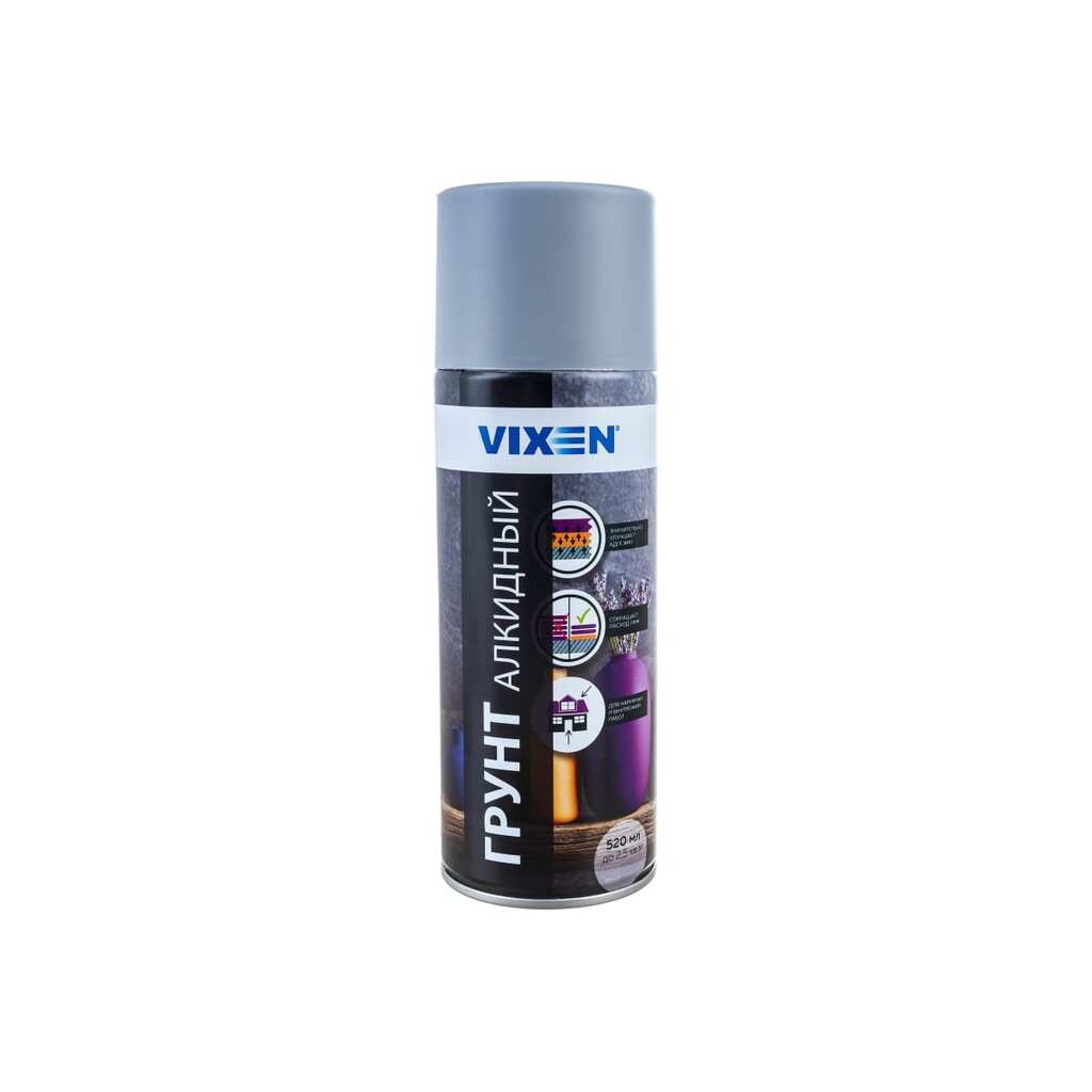 Универсальный алкидный грунт Vixen (серый; аэрозоль; 520 мл) VX21002 VX-21002