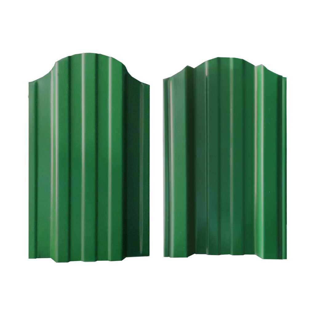 Металлический штакетник двусторонний фигурный ВОЛЯ (20 шт, RAL 6005, зеленый мох, 1,8 м) ШТ-043