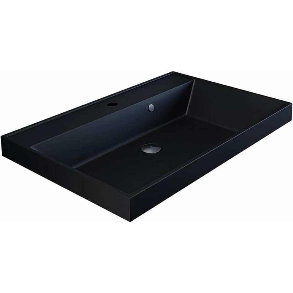 Кварцевая раковина для ванной комнаты Uperwood Classic Quartz 80 см, черная матовая, уголь 291030008