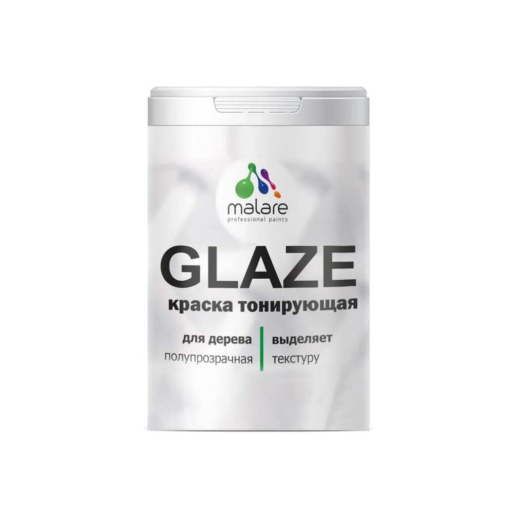 Краска MALARE Glaze тонирующая, по дереву, лессирующая, белый, 0.9 л 2036775036232