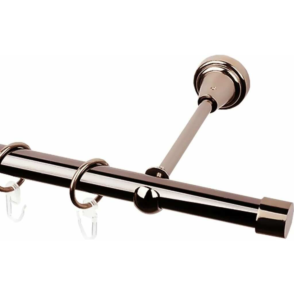 Однорядный металлический карниз Эскар, наконечник-заглушка, коньяк, D16 мм, 280 см 11649528055