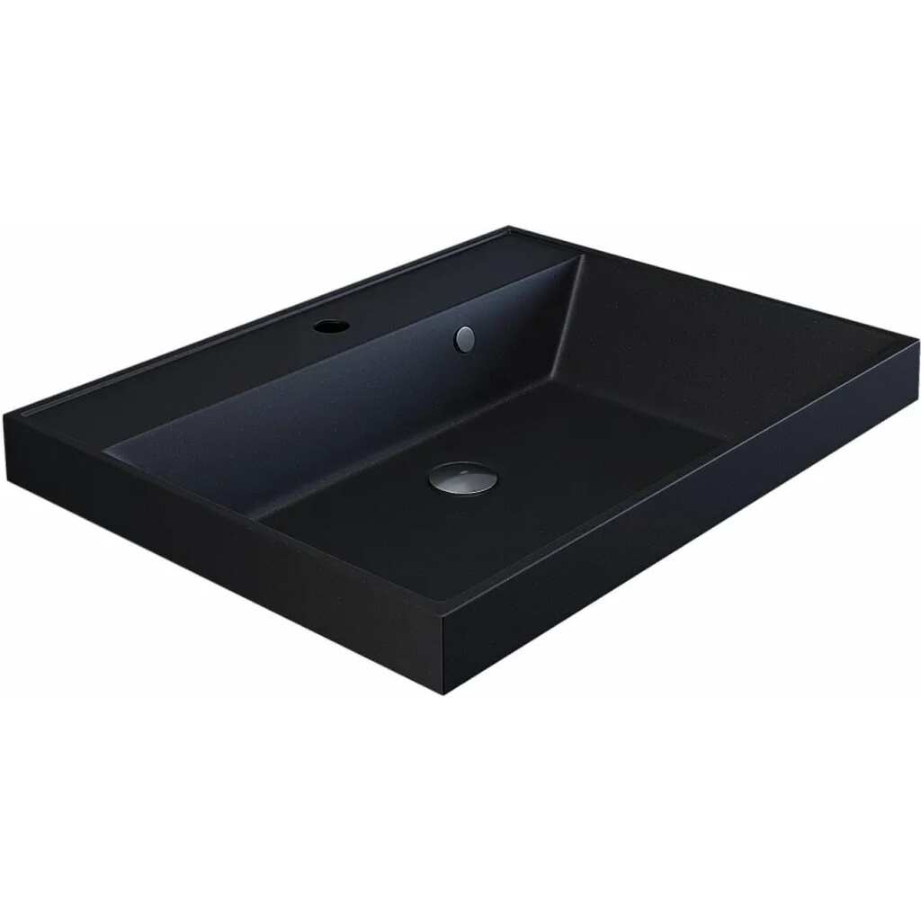 Кварцевая раковина для ванной комнаты uperwood Classic Quartz 60 см, черная матовая, космос 291030012