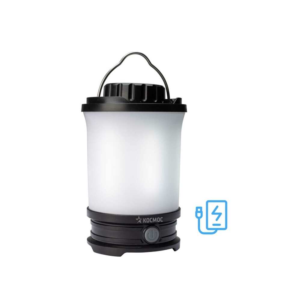 Кемпинговый аккумуляторный фонарь КОСМОС 10Вт LED, съемный Li-ion 18650 2x2200mAh, Power-bank, USB-шнур KOS604Lit