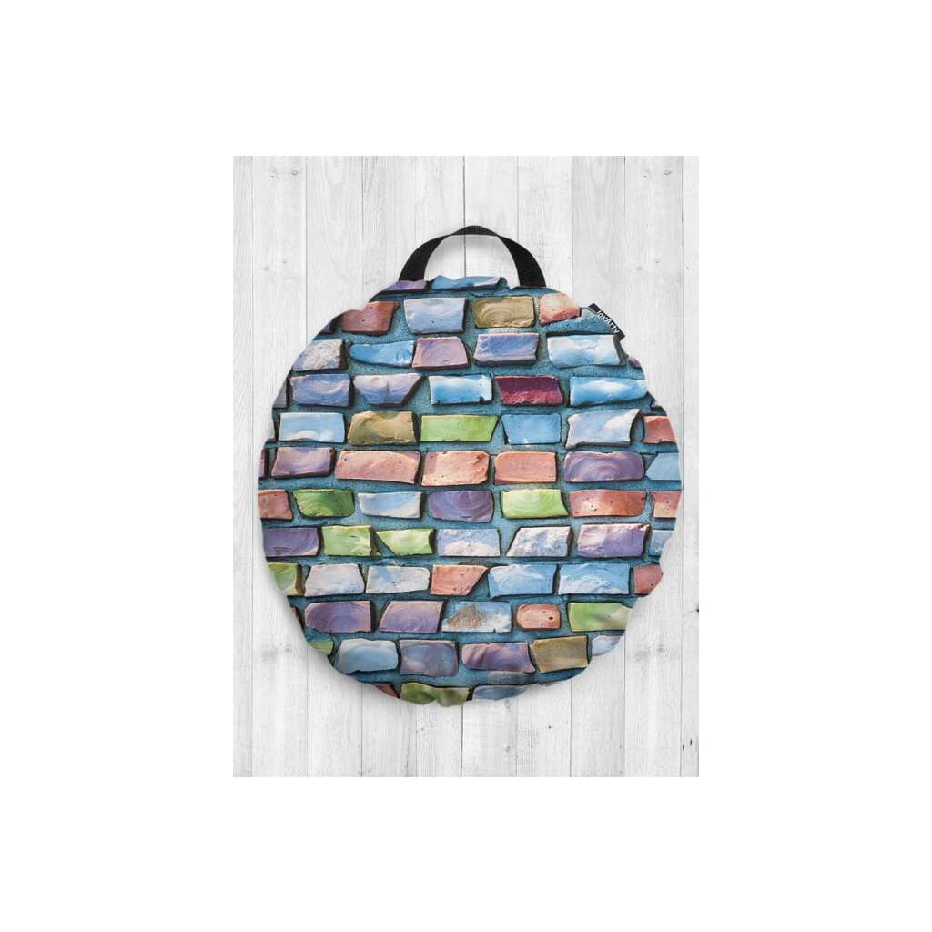 Декоративная подушка-сидушка JOYARTY "Стена из радужных камней", на пол, круглая, 52 см dsfr_23310