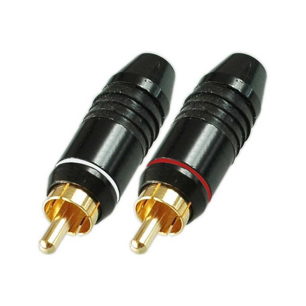 Разъем RCA штекер Pro Legend металл на кабель, красный и белый Nakamichi 47мм, Gold, PL2160