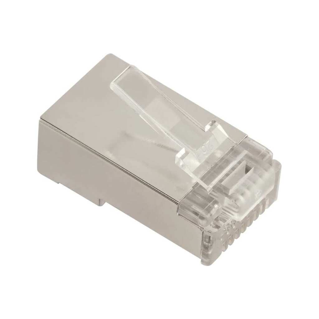 Универсальный, коннектор RJ45 LANMASTER тип EZ, 8P8C, STP, Cat.6, со вставкой, покрытие 50 микрон, 100 шт. LAN-EZ45-8P8C/S6-100