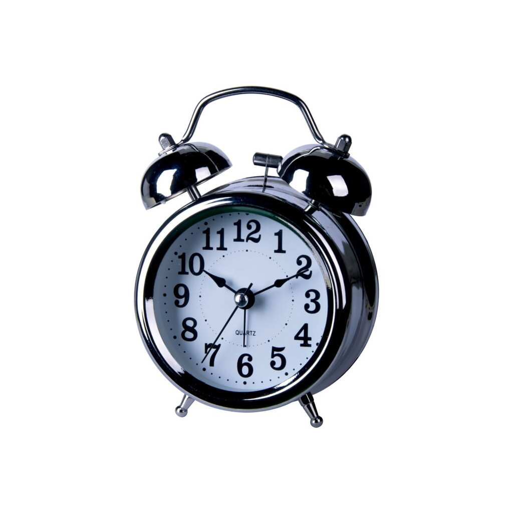 Часы-будильник Apeyron 12.4x8.8 см, подсветка, черный хром, металл, бесшумные с плавным ходом, батарейка АА MLT2207-254-1