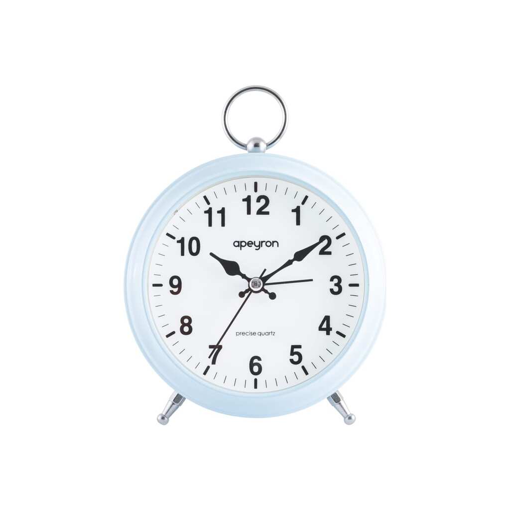 Часы-будильник Apeyron подсветка, голубой, металл, диаметр 12.4 см, бесшумные MLT2207-511-6