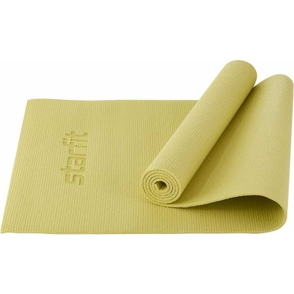 Коврик для йоги и фитнеса Starfit FM-101 PVC, 0.6 см, 173x61 см, желтый пастель УТ-00018904
