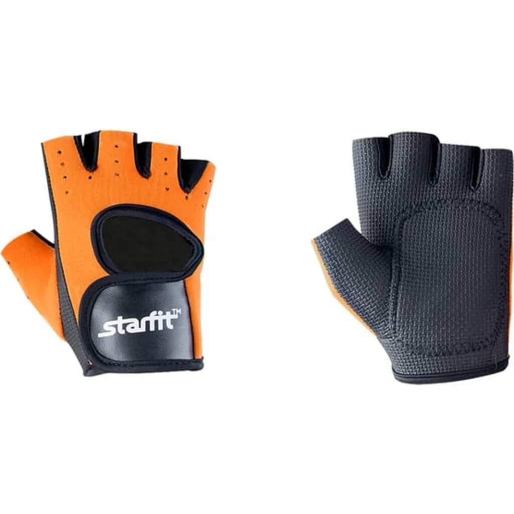 Перчатки для фитнеса Starfit SU-107, оранжевый/черный УТ-00008326