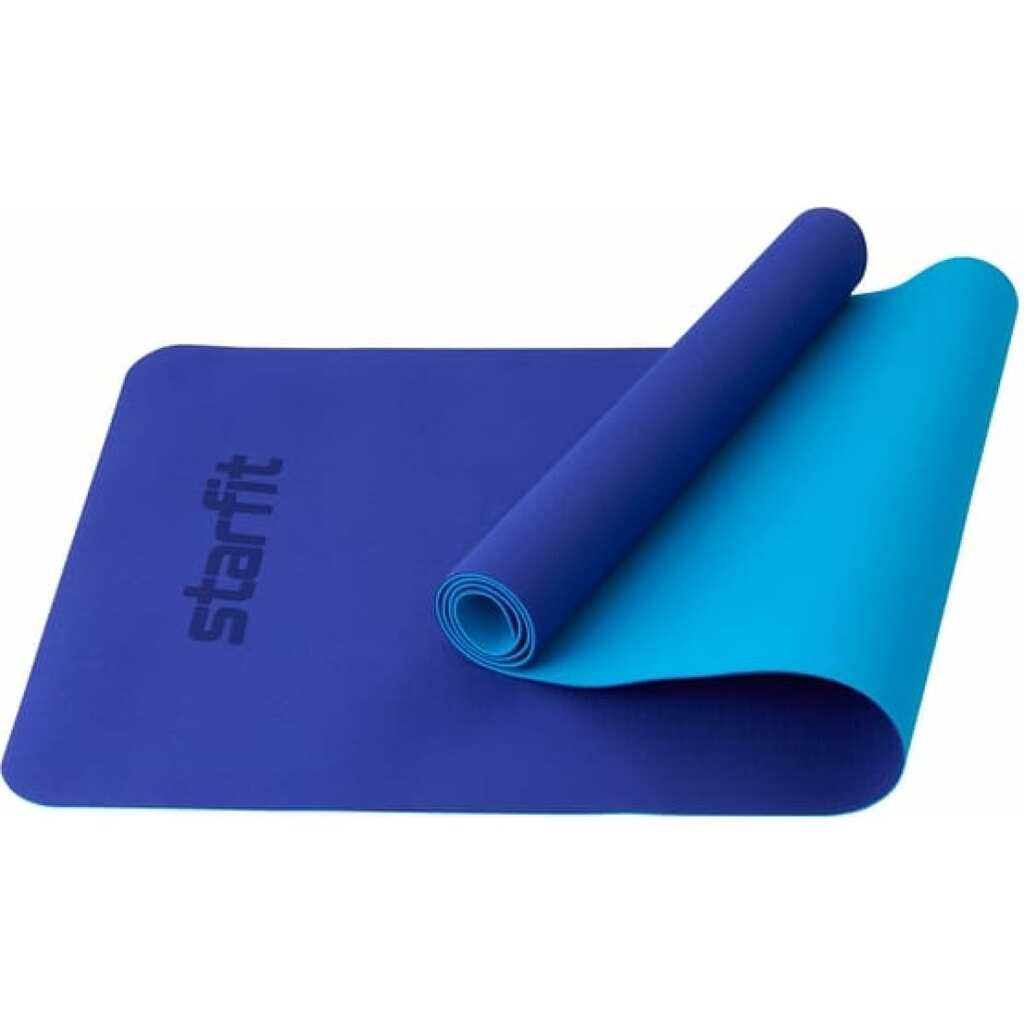 Коврик для йоги и фитнеса Starfit FM-201 TPE, 0.4 см, 183x61 см, темно-синий/синий ЦБ-00001563