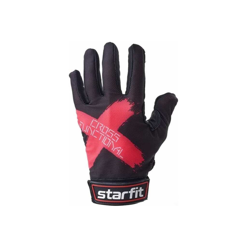 Перчатки для фитнеса Starfit WG-104, с пальцами, черный/красный УТ-00020815