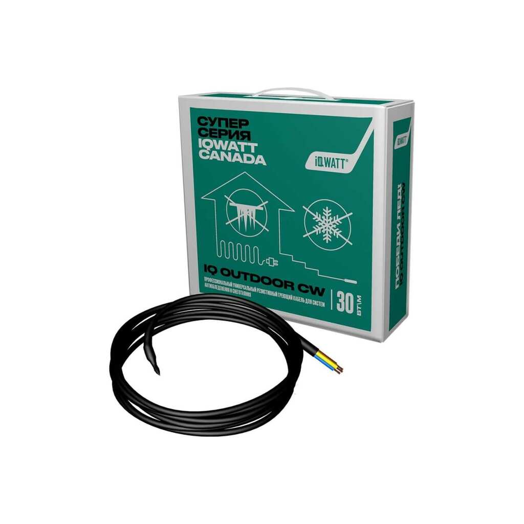 Профессиональный универсальный резистивный греющий кабель для систем антиобледенения и снеготаяния IQWATT IQ OUTDOOR CW - 180m (5.4 кВт/ч) 911