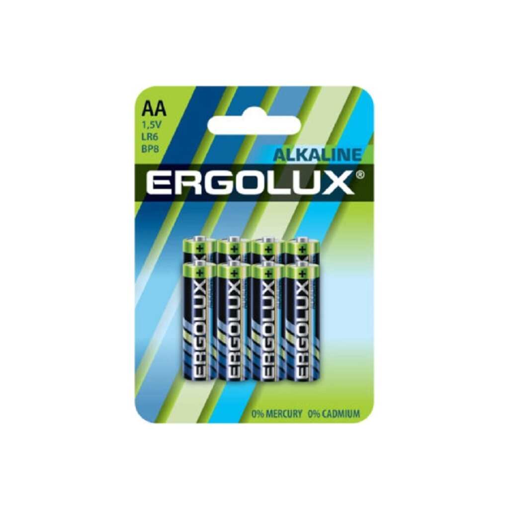 Батарейка Ergolux Alkaline BL8 LR6 (LR6 BP8, 1.5В) 14815