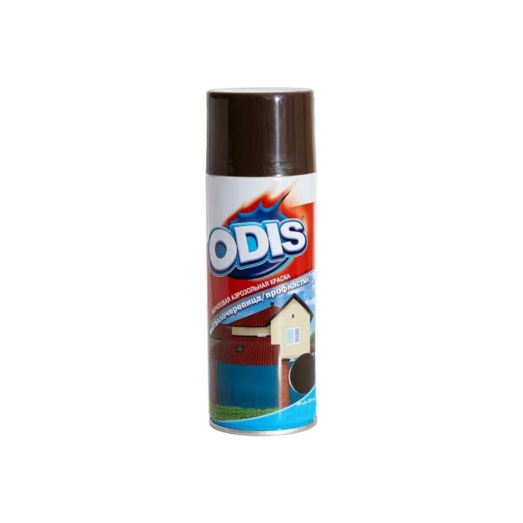 Краска-спрей ODIS металлочерепица/профнастил, шоколадно-коричневый 8017 RAL