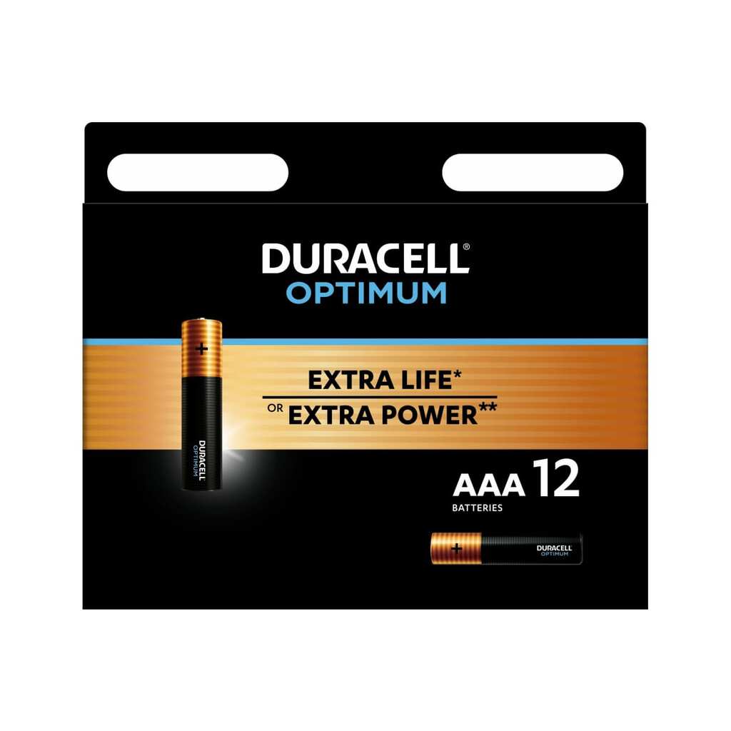 Батарейки Duracell Optimum щелочные, размера ААА, 12 шт., Б0056029