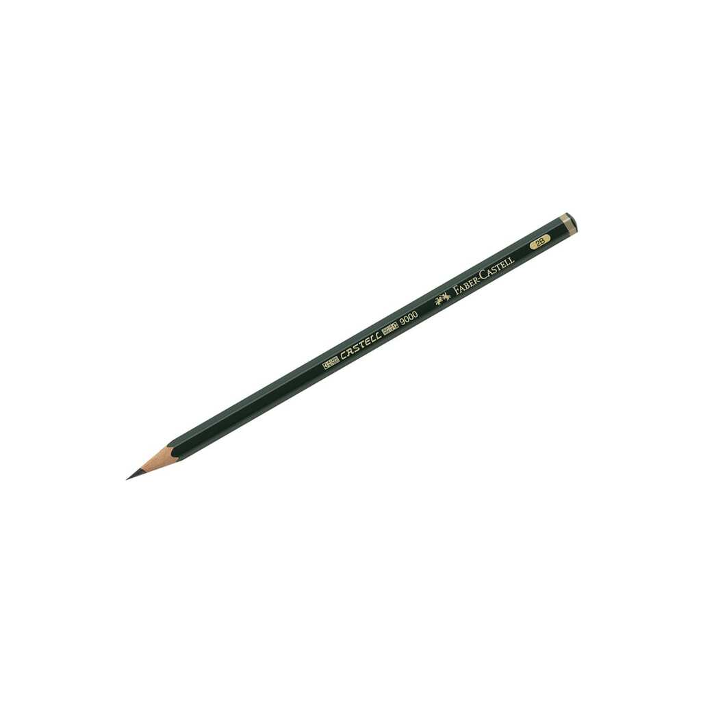 Чернографитный карандаш Faber-Castell Castell 9000 2B, заточенный 119002