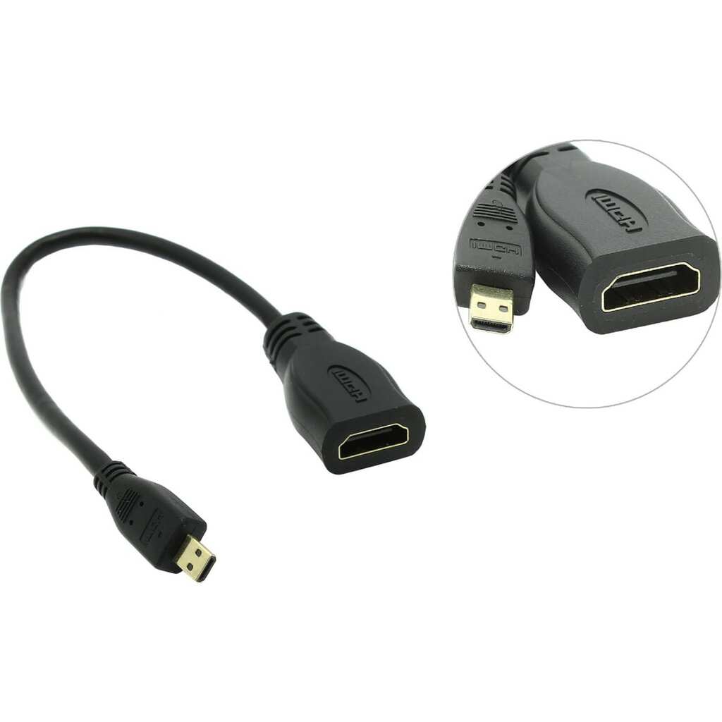 Кабель-адаптер 5bites HDMI F - micro HDMI M, v1.4B, 0.1м BC-HDM2AF