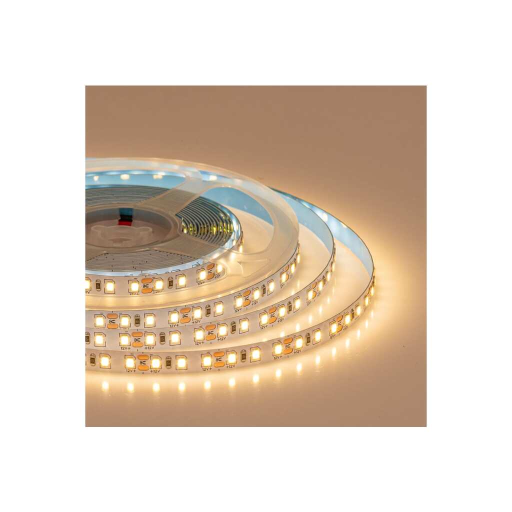 Светодиодная лента Donled 5м, 12В, IP20, 120 LED/m, 9.6Вт/м, теплый белый, 8мм, DL-R120-2835-WW