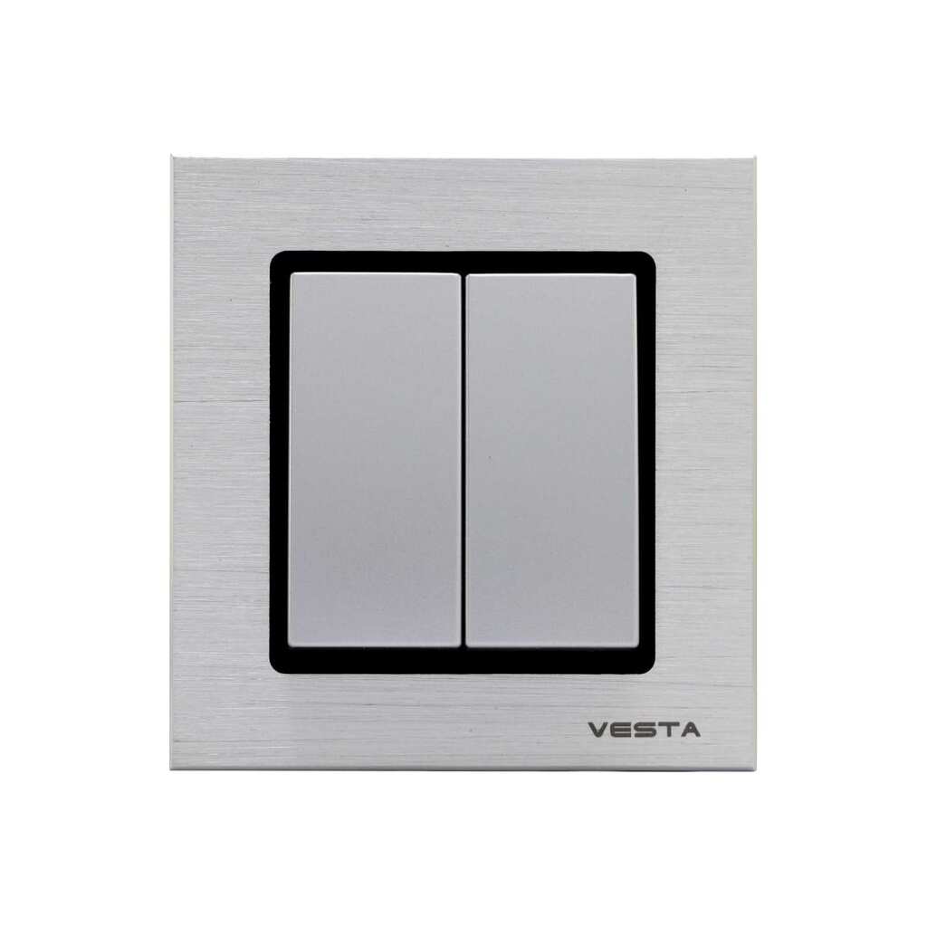 Двухклавишный выключатель Vesta Electric Exclusive Silver Metallic FVK050203SER