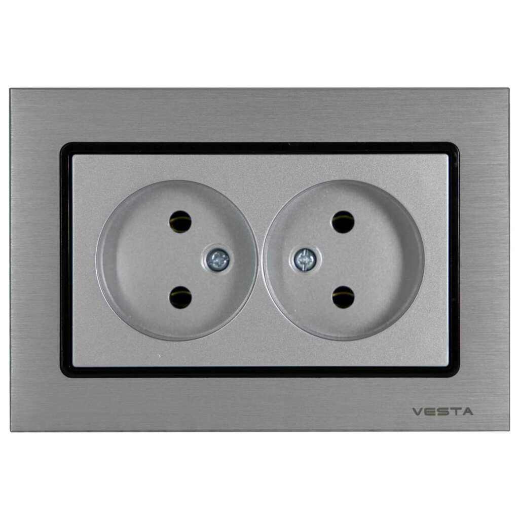 Двойная розетка Vesta Electric Exclusive Silver Metallic без заземления FRZ00041021SER